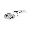 Recessed LED spot set dim2warm incl. converter, IP20, round, 230V, 6W 1800-3000K 460lm 38�, swivelling 30�, matt alu