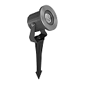 Brumberg LED ground spike luminaire, IP65, 230V AC, 6W 3000K 450lm 40�, with 200cm power cable and plug, structured black