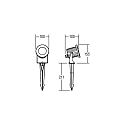 Brumberg LED ground spike luminaire, IP65, 230V AC, 6W 3000K 450lm 40�, with 200cm power cable and plug, structured black
