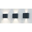 Brumberg Outdoor LED wall luminaire, IP54, 230V AC, Up/Down variabel, 18x15cm, 6W 3000K 150lm . 100°, structured graphite
