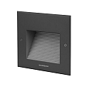 Brumberg Recessed outdoor LED wall luminaire, IP65, square, H/B 16/16cm, 230V, 2W 3000K 100lm, structured black