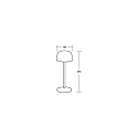 Brumberg battery table lamp ROSS down, with touch dimmer IP54, mat, red dimmable