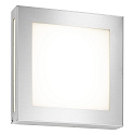 Outdoor LED wall luminaire 22 x 22cm with motion detector, IP44, 12W 3000K, stainless steel / opal glass, brushed