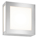 Outdoor wall luminaire 22 x 22cm, IP44, E27, stainless steel / opal glass, brushed