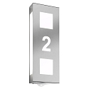 Outdoor wall luminaire AQUA TRILO with motion detector, with house number, (cut out), stainless steel, IP44, E27