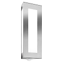 Outdoor wall luminaire TRAPEZ with motion sensor, IP44, E27, stainless steel / opal glass, brushed