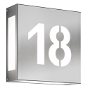 House number luminaire AQUA LEGENDO, 2 digits (cut out), 2x E27, stainless steel / opal glass, brushed
