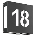 Outdoor wall luminaire AQUA LEGENDO with sensor, 2 digits (cut out), IP44, E27, stainless steel, anthracite