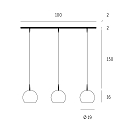 Casablanca Pendant luminaire BELL, 3x E27, IP20, opal white matt
