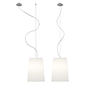 pendant luminaire MESA LONG 1 flame E27 IP20, brushed aluminium, matt, opal white dimmable