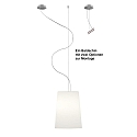 Casablanca pendant luminaire MESA LONG 1 flame E27 IP20, brushed aluminium, matt, opal white dimmable
