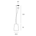 Casablanca pendant luminaire MESA LONG 1 flame E27 IP20, brushed aluminium, matt, opal white dimmable