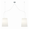 pendant luminaire MESA LONG 2 flames E27 IP20, brushed aluminium, matt, opal white dimmable