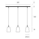 Casablanca pendant luminaire MESA 3 flames E27 IP20, mat, opal white dimmable
