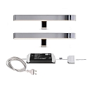 Bundle of 2 - LED furniture luminaire MIRROR LINE II, IP44, 12V DC, 12W 3000K 550lm 120�, chrome