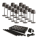battery table lamp CANIS MINI GASTRO with touch dimmer, with charger, 15 pcs. IP65, dark grey, mat dimmable