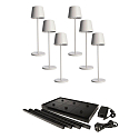 battery table lamp CANIS GASTRO M with touch dimmer, with charger, 6 pieces IP65, dark grey, mat dimmable