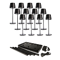 battery table lamp CANIS GASTRO L with touch dimmer, with charger, 12 pcs. IP65, mat, graphite black dimmable
