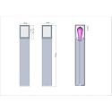 Deko-Light bollard lamp FACADO II 650MM OPAL square E27 IP65, dark grey, mat dimmable