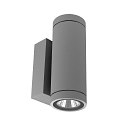 facade spotlight SHORELINE PRO ROUND 68 UP&DOWN 2 flames, round, CCT Switch IP65, light grey dimmable