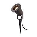 Outdoor ground spike luminaire LOMI, IP65 / IP44, GU10 max. 7W, with 200cm cable + IP44 connector, aluminum, matt black