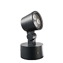 Outdoor LED spot 8W RGBW, IP65, 24V DC, RGB + 3000K 389lm 20�, die-cast aluminum, black grey