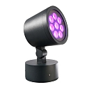 Outdoor LED spot 25W RGBW, IP65, 24V DC, RGB + 3000K 1140lm 20�, die-cast aluminum, black grey