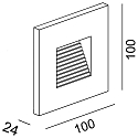 Cover SQUARE / STEP for recessed LED wall luminaire LIGHT base II COB outdoor, 10 x 10cm, beam angle 70�, silver grey