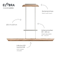 Elobra LED Pendant luminaire COLOMBIA S, 18W, 3000/4000/5000K, 1800lm, oak natural