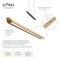 Elobra LED Pendant luminaire COLOMBIA S, 18W, 3000/4000/5000K, 1800lm, oak natural