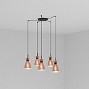 Faro pendant luminaire RETRO 5 flames E14 IP20, copper, mat 