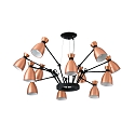 pendant luminaire RETRO 12 flames E14 IP20, copper, mat 