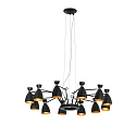 pendant luminaire RETRO 12 flames E14 IP20, copper, black matt 