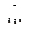 pendant luminaire RETRO 3 flames E14 IP20, copper, black matt 