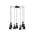 pendant luminaire RETRO 7 flames E14 IP20, copper, black matt 