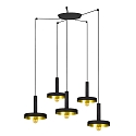 pendant luminaire WHIZZ 5 flames E27 IP20, gold, black 
