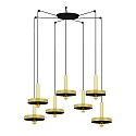pendant luminaire WHIZZ 7 flames E27 IP20, gold, black 