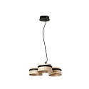 pendant luminaire LOOP 3 flames LED IP20, black matt, ash wood 