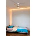 Faro Ceiling fan LANTAU L with remote control IP20, nickel matt, pine