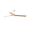 Faro Ceiling fan PUNT M with remote control IP20, white matt, maple