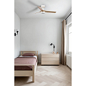 Faro Ceiling fan MINI PUNT S with remote control IP20, white matt, maple dimmable
