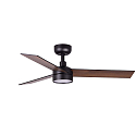 Ceiling fan RUDDER S with remote control IP20, black matt, walnut