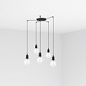 pendant luminaire ART 5 flames E27 IP20, black 