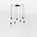 pendant luminaire ART 7 flames E27 IP20, black 