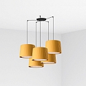 pendant luminaire SAMBA 5 flames E27 IP20, yellow, black matt 