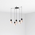 pendant luminaire KOMBO 5 flames E27 IP20, beige, black matt 