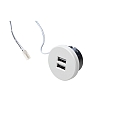 USB double socket 24Vdc, sek. 5V, 1x2.1A / 2x1.05A, max. 15W, stainless steel look, incl. adaptor ring, white