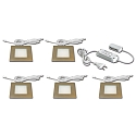 5pc. set of recessed LED luminaire FQ 68-LED, angular, incl. LED transformer LED 24 / 30W, 4W 3000K, inox look