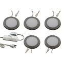 LED Recessed luminaire FAR 58, 5er Set, 5x 3W, 3000K, IP20, brushed stainless steel