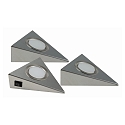 HEITRONIC LED Cabinet spot GENUA set of 3, 3x2W, 120�, 3000K, 270lm, IP20, not dimmable, stainless steel